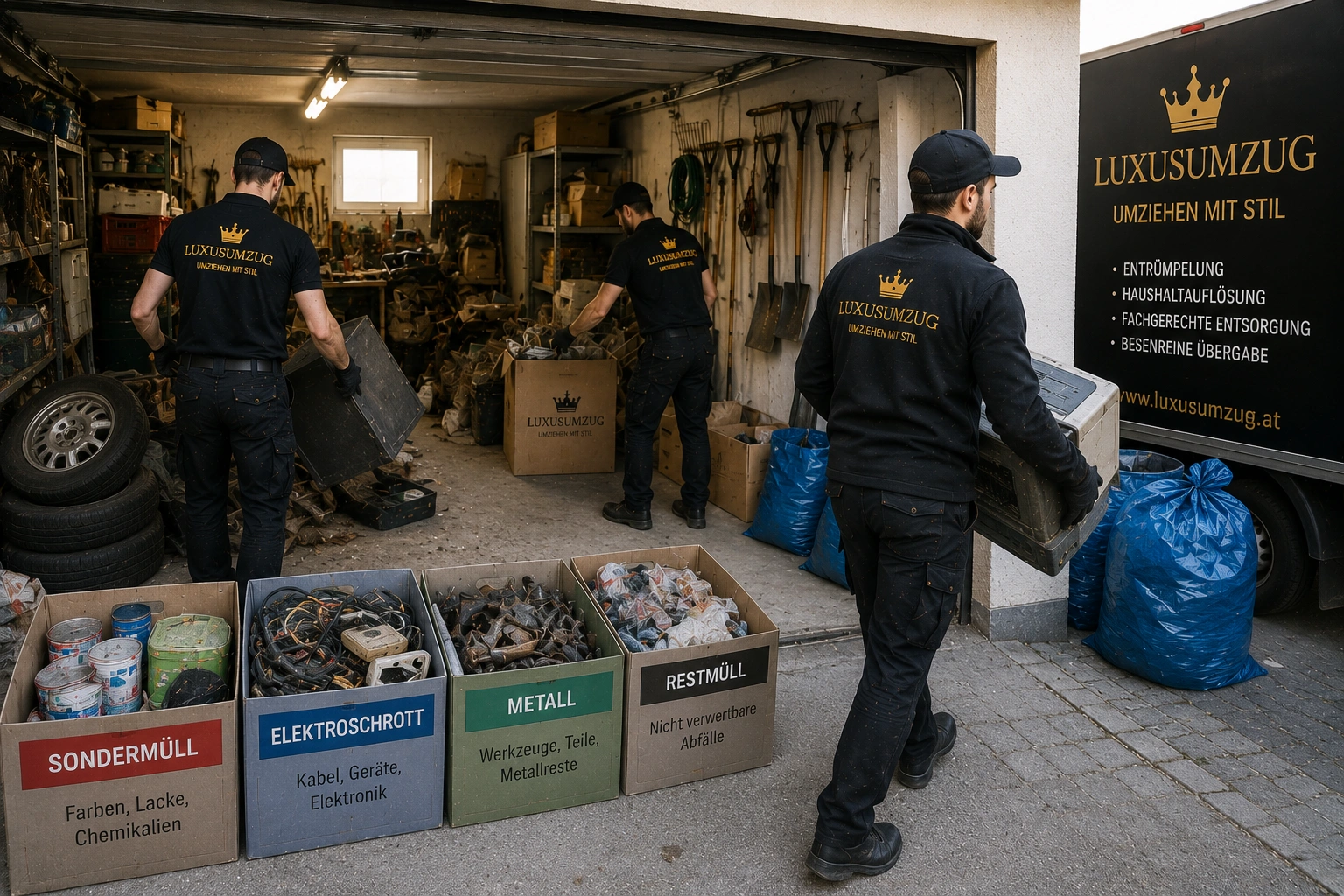 Garage entrümpeln: Werkzeug, Reifen, Farben und Altgeräte richtig trennen, professionell und sorgfältig geplante Räumung