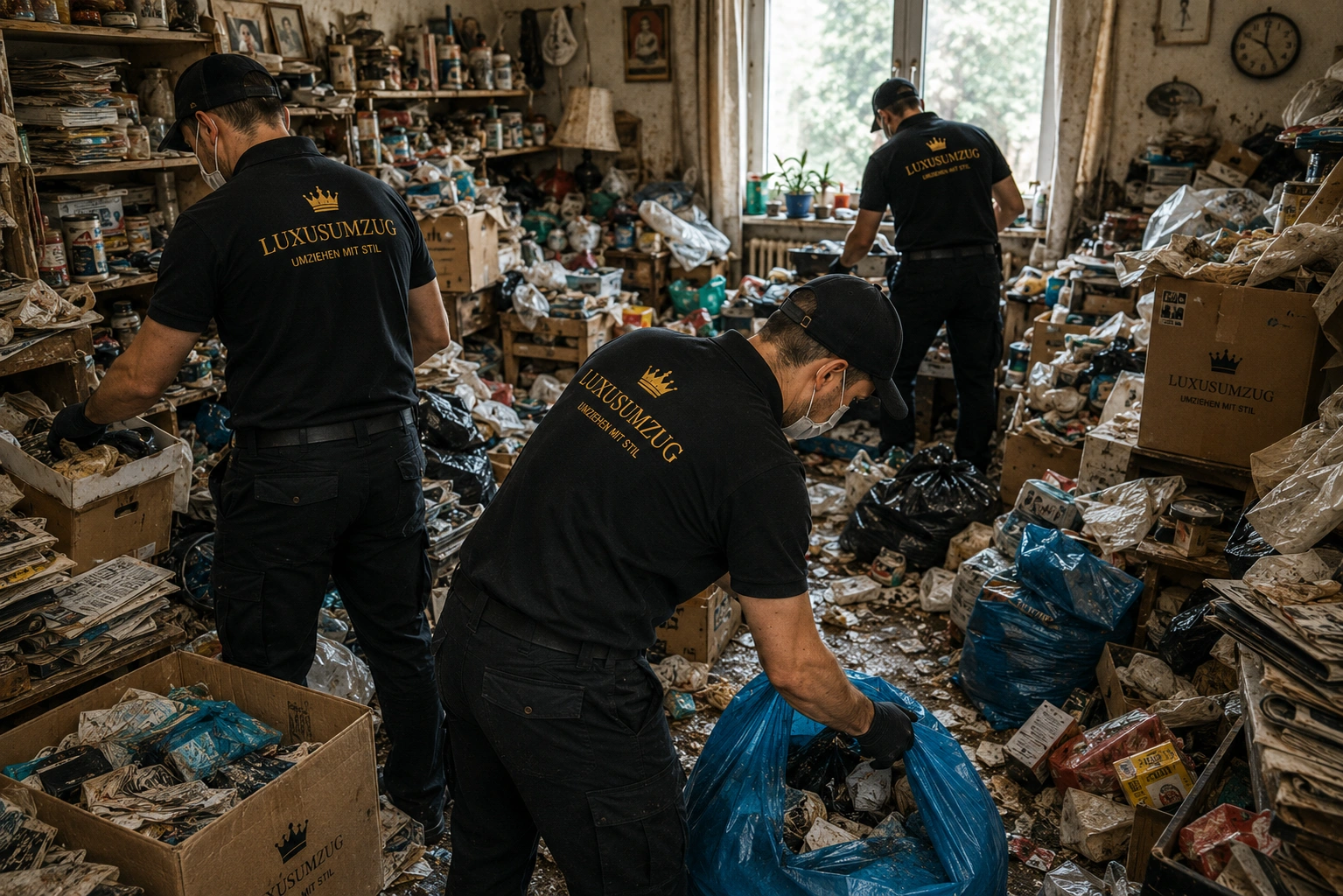 Stark überfüllte Wohnung: So wird die Räumung sicher und kontrollierbar, professionell und sorgfältig geplante Räumung