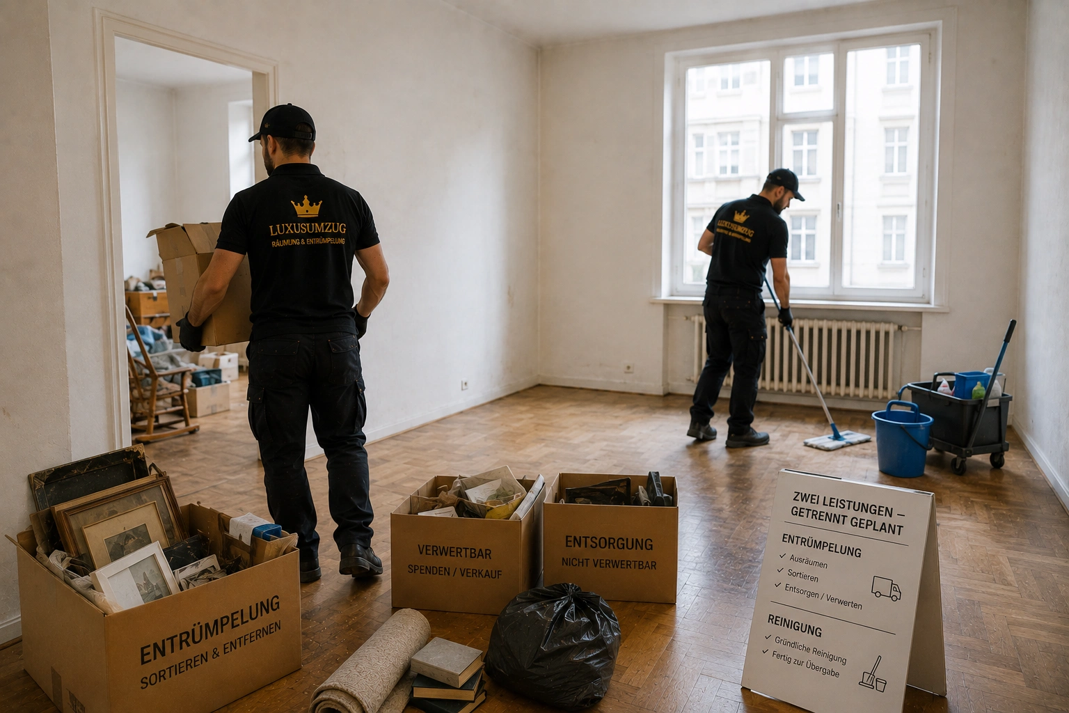 Entrümpelung und Reinigung: Warum beide Leistungen getrennt geplant werden sollten, professionell und sorgfältig geplante Räumung