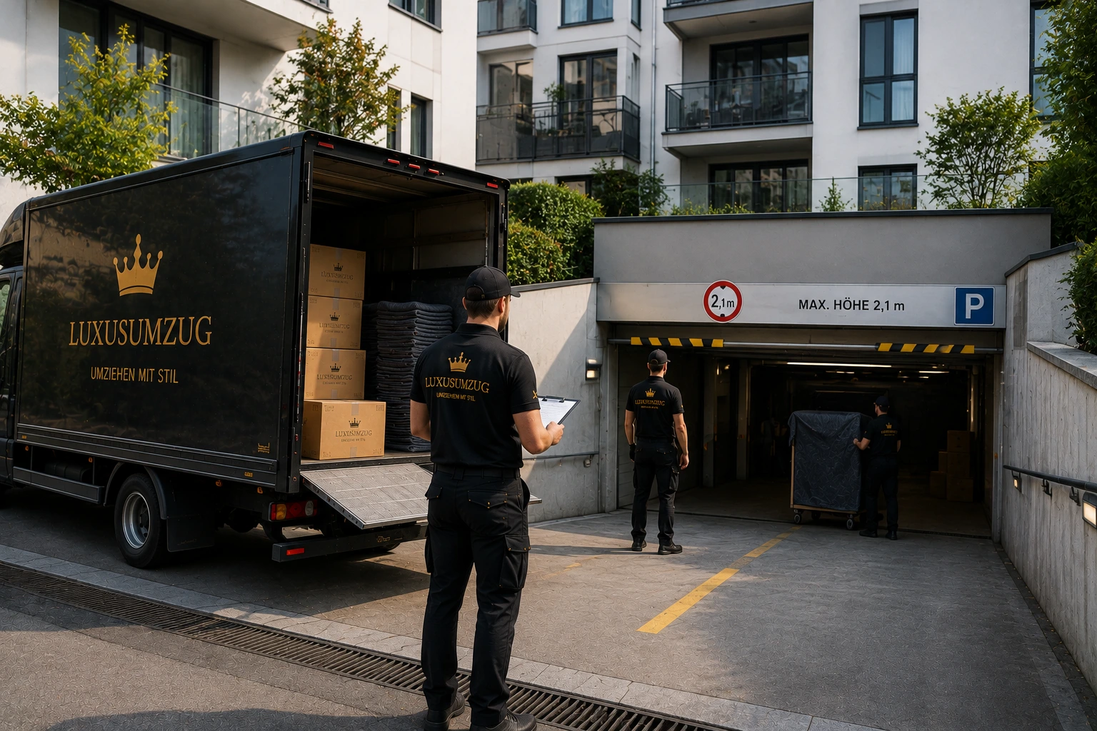 Tiefgarage statt Ladezone? Was bei der Zufahrt mit Möbelwagen zu prüfen ist, sorgfältig geplanter hochwertiger Umzug