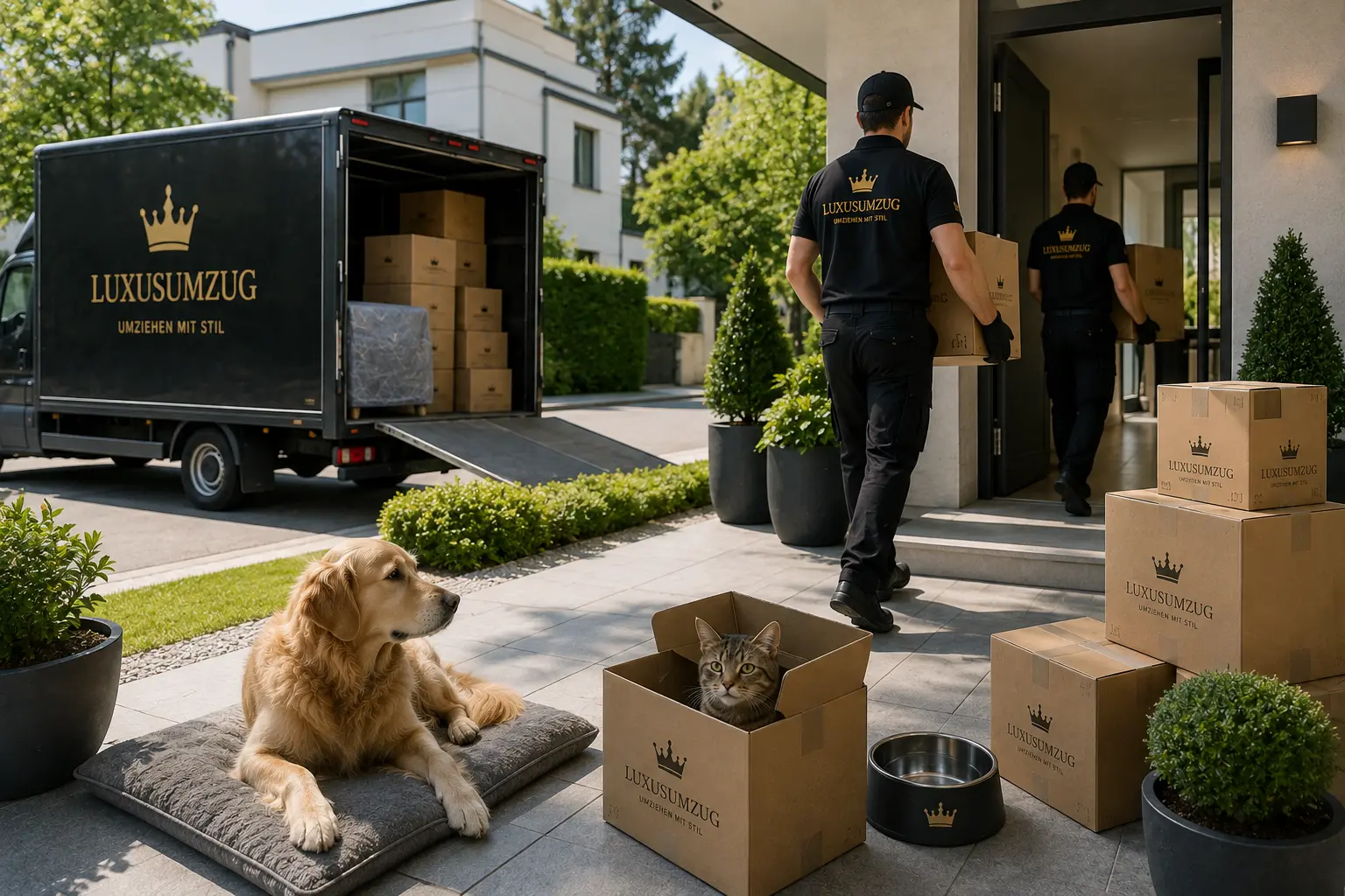 Umzug mit Hund oder Katze, sorgfältig geplanter hochwertiger Umzug